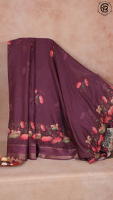 Mauve Violet Pichwai Design with Fancy Tassel Viyara Silk Saree